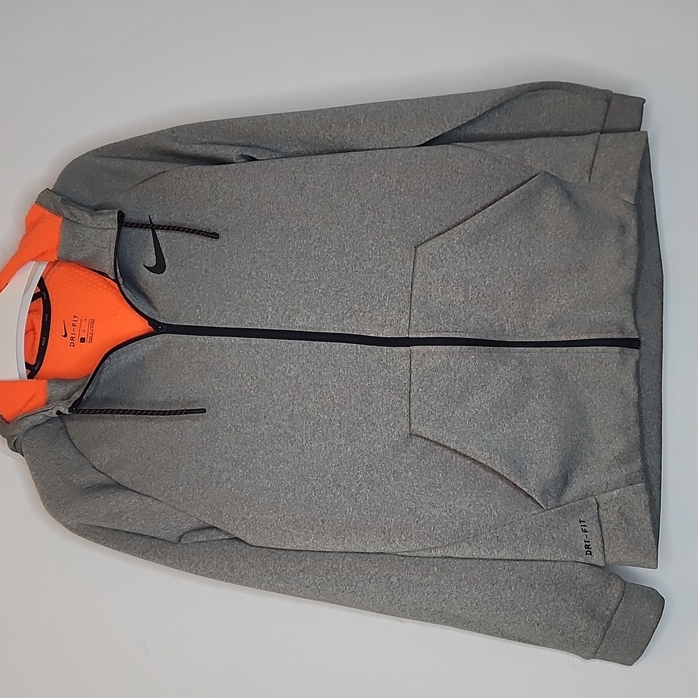 Nike size large gray full zip dry fit hoodie.    D29